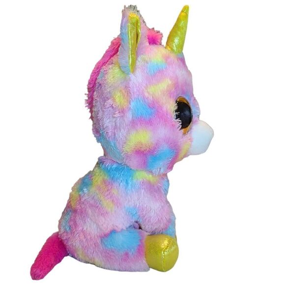 TY Beanie Boos Fantasia the Unicorn, pink Gold Tie Dye, 10 inches tall - Picture 3 of 7